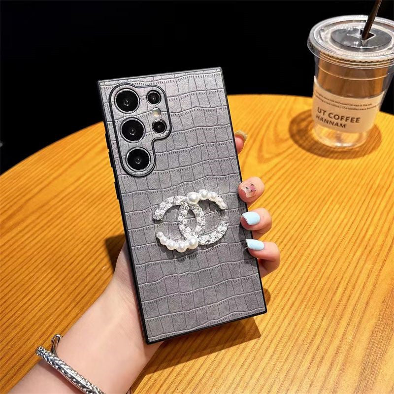 Fashionable Diamond Logo Leather Samsung Case