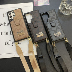 Leather Embossed Carriage Card Lanyard Samsung Case