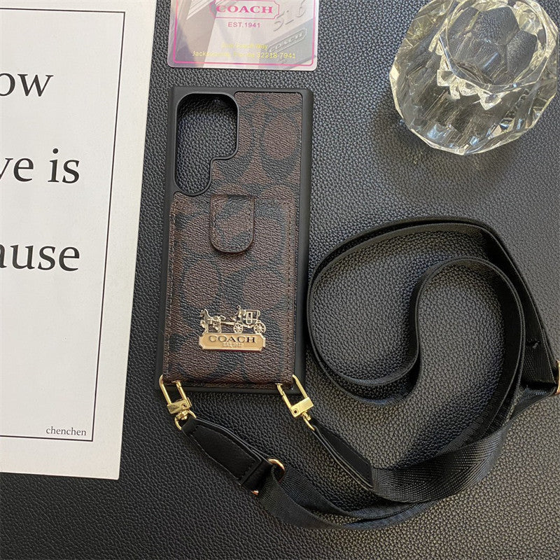 Leather Embossed Carriage Card Lanyard Samsung Case