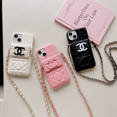 Elegant Leather Chain Lanyard Case