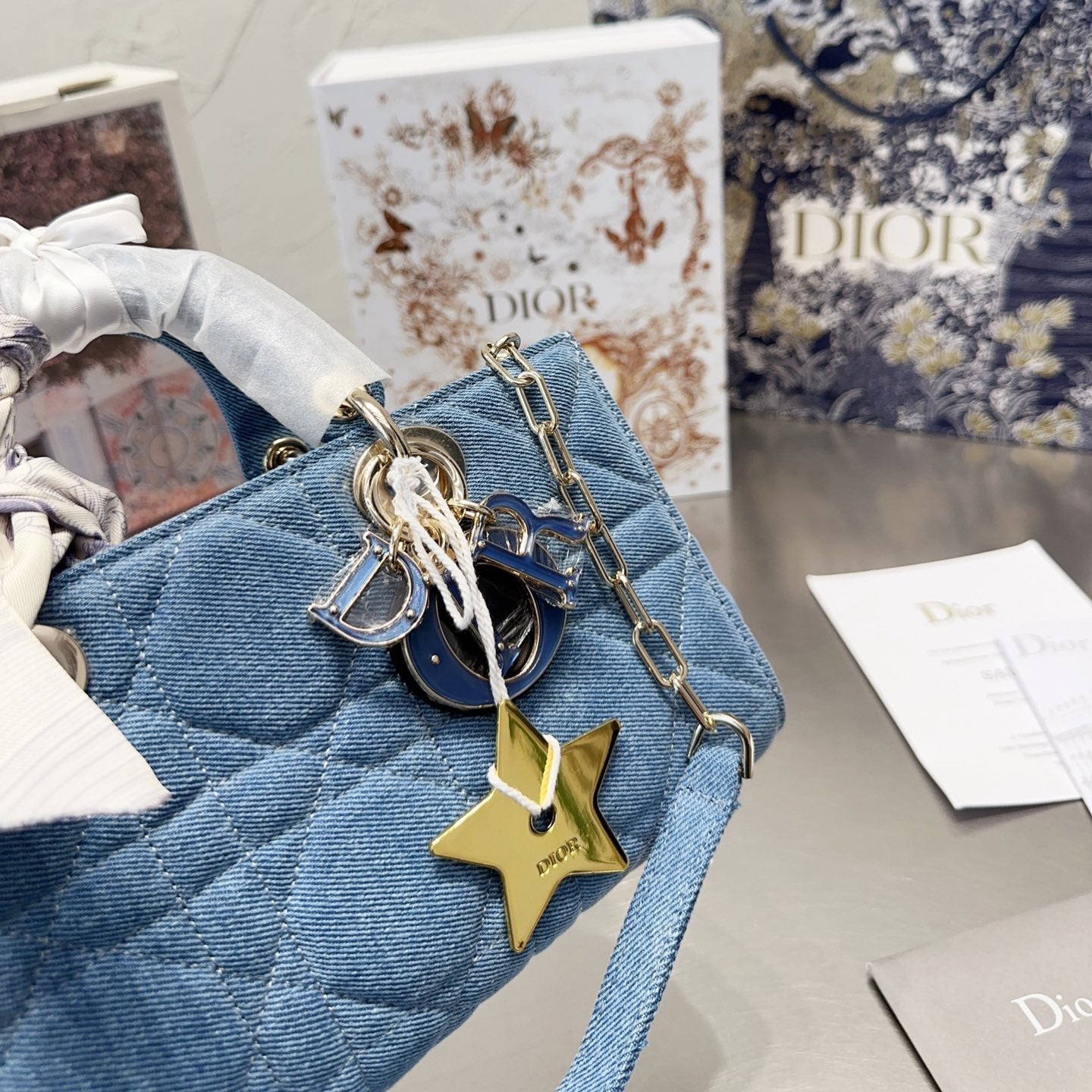 Denim Medium Lady D-Joy Bag