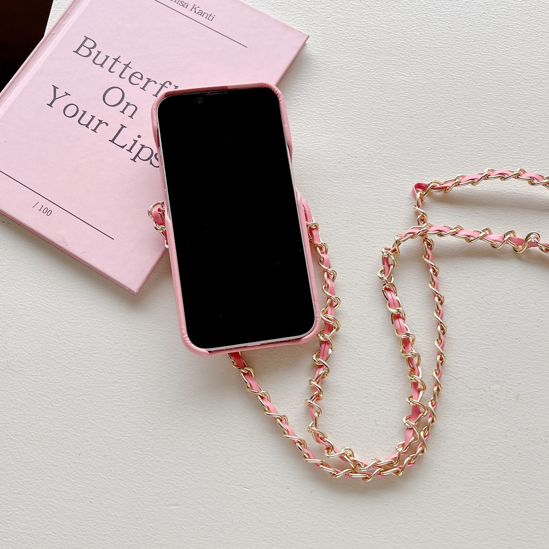 Elegant Leather Chain Lanyard Case