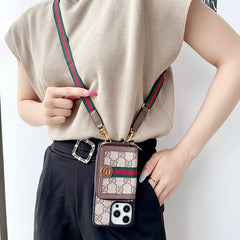 Retro Leather Wallet Lanyard Case