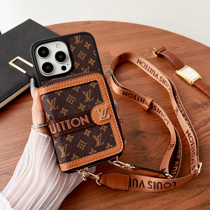 Retro Leather Wallet Lanyard Case