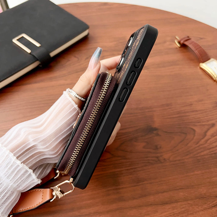 Retro Leather Wallet Lanyard Case