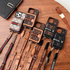 Retro Leather Wallet Lanyard Case