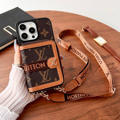 Retro Leather Wallet Lanyard Case