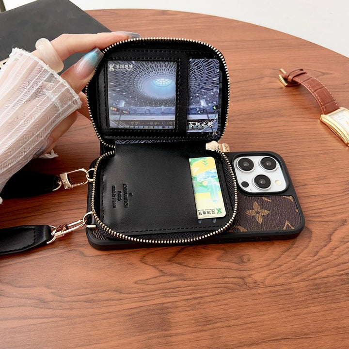 Retro Leather Wallet Lanyard Case