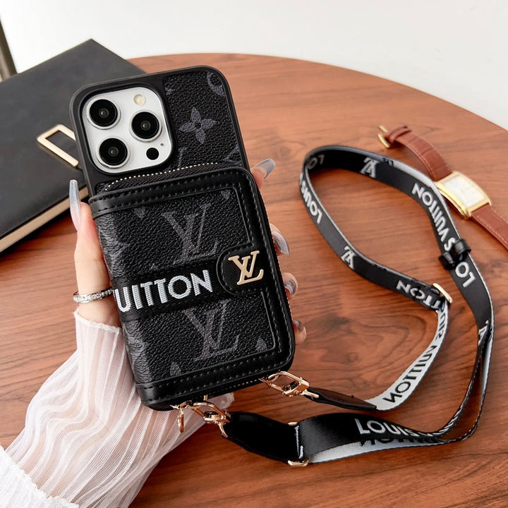 Retro Leather Wallet Lanyard Case
