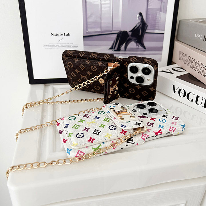 Monogram Embossed Leather Chain Case