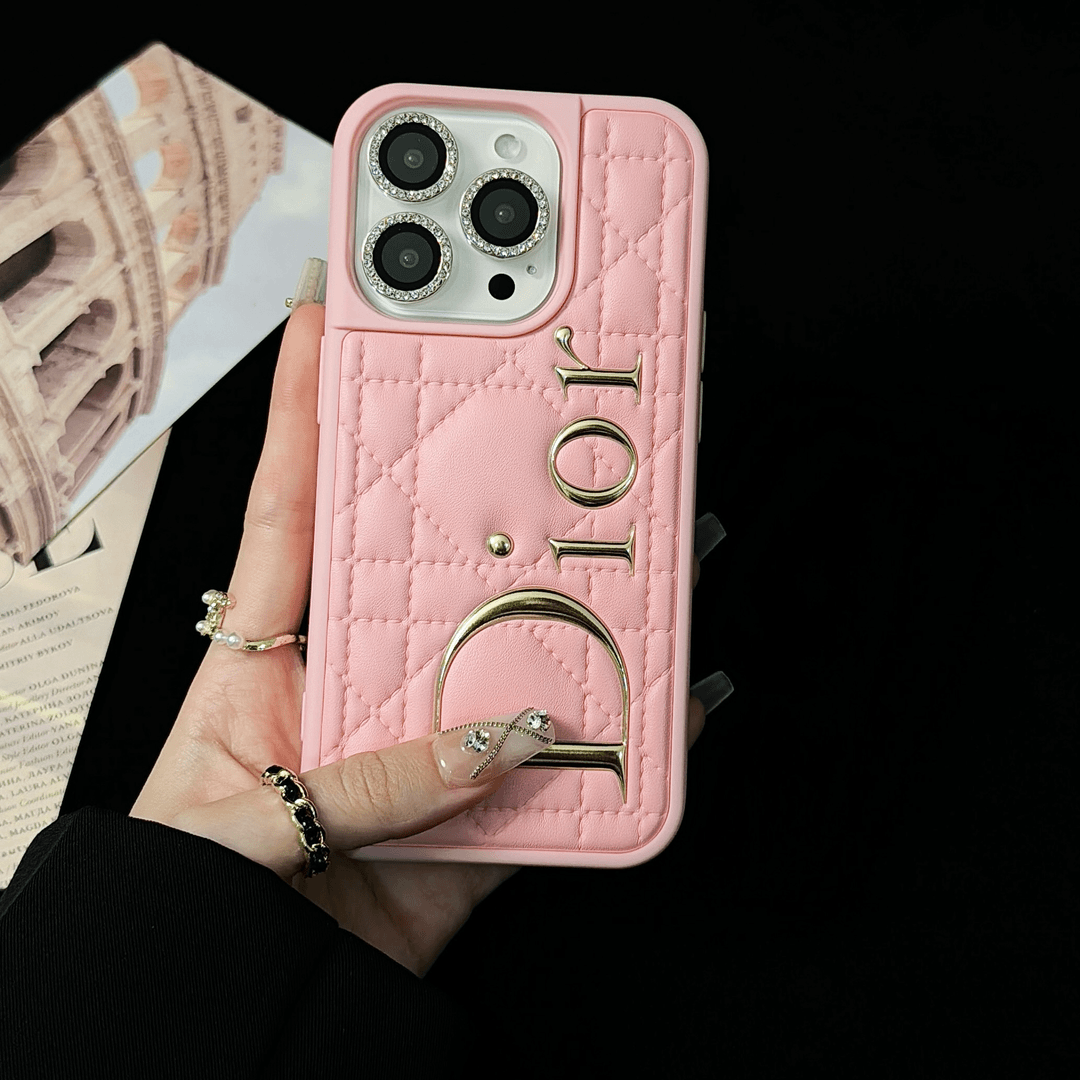 Soft Leather Gold Stamped Letters Case