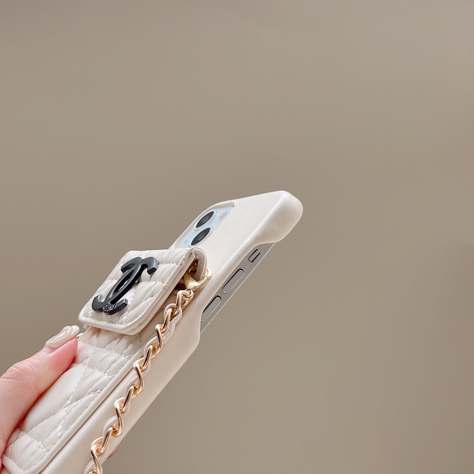 Elegant Leather Chain Lanyard Case