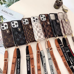 Leather Embossed Card Holder Crossbody Case