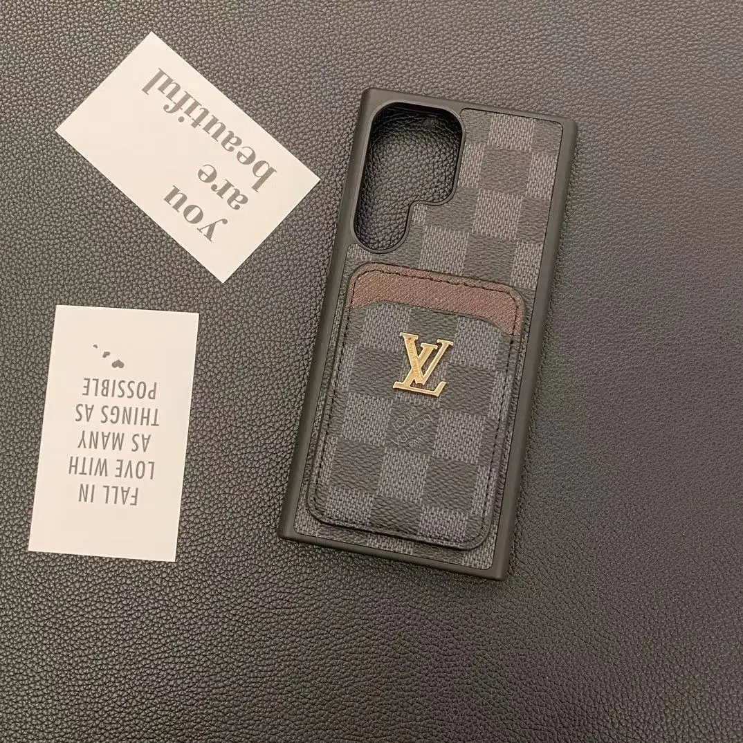 Classic Leather Metal Logo Card Holder Samsung Case
