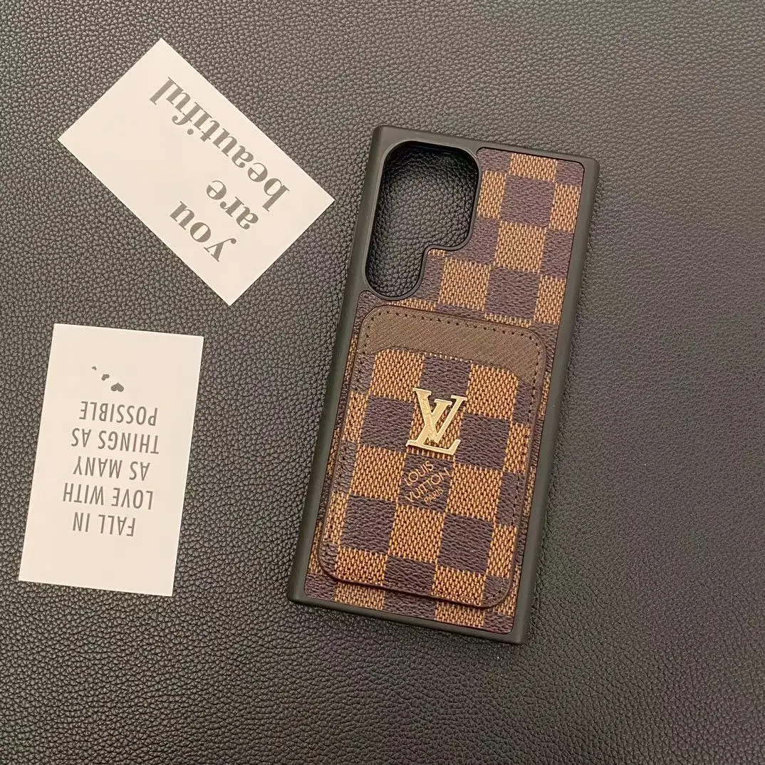 Classic Leather Metal Logo Card Holder Samsung Case