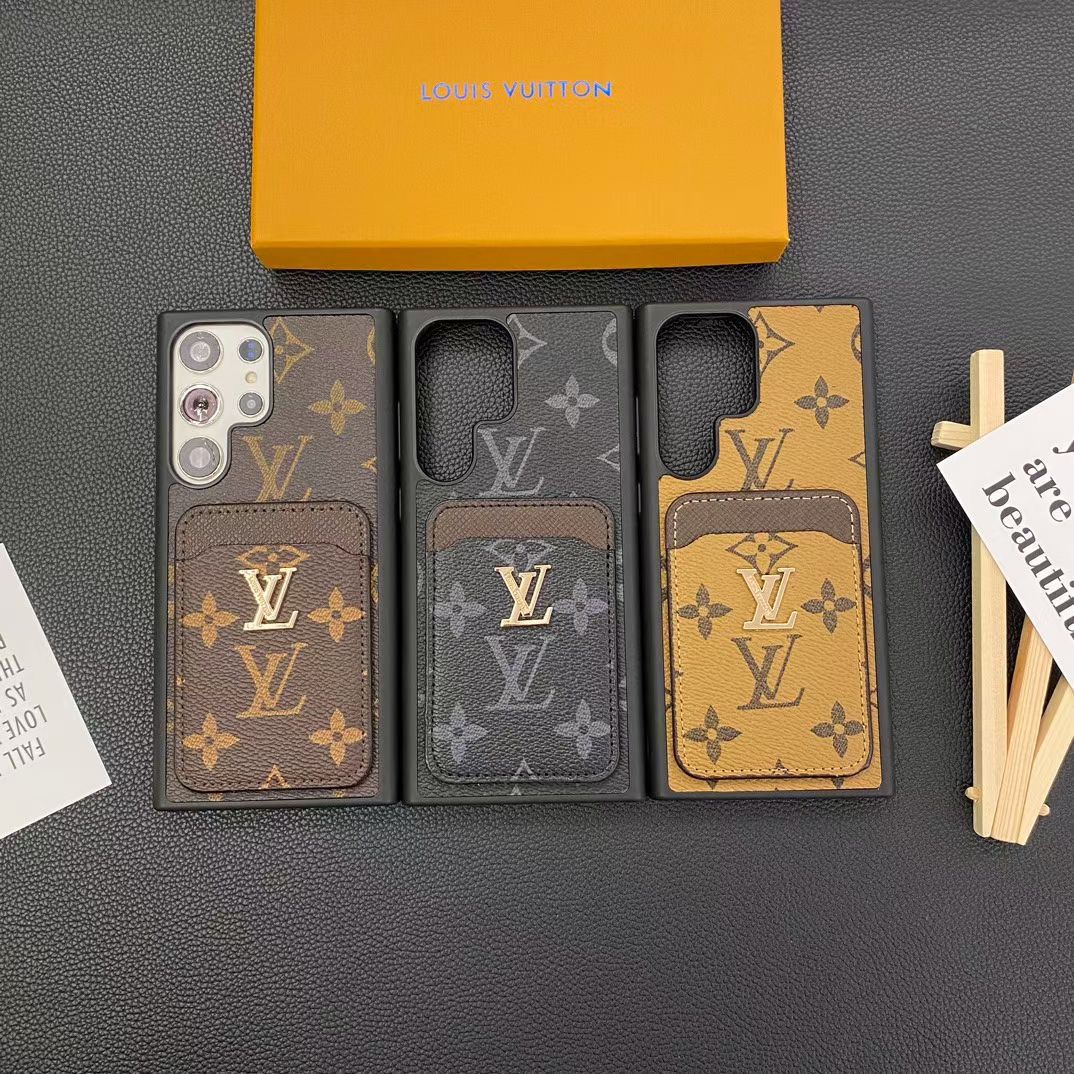 Classic Leather Metal Logo Card Holder Samsung Case