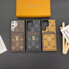 Classic Leather Metal Logo Card Holder Samsung Case