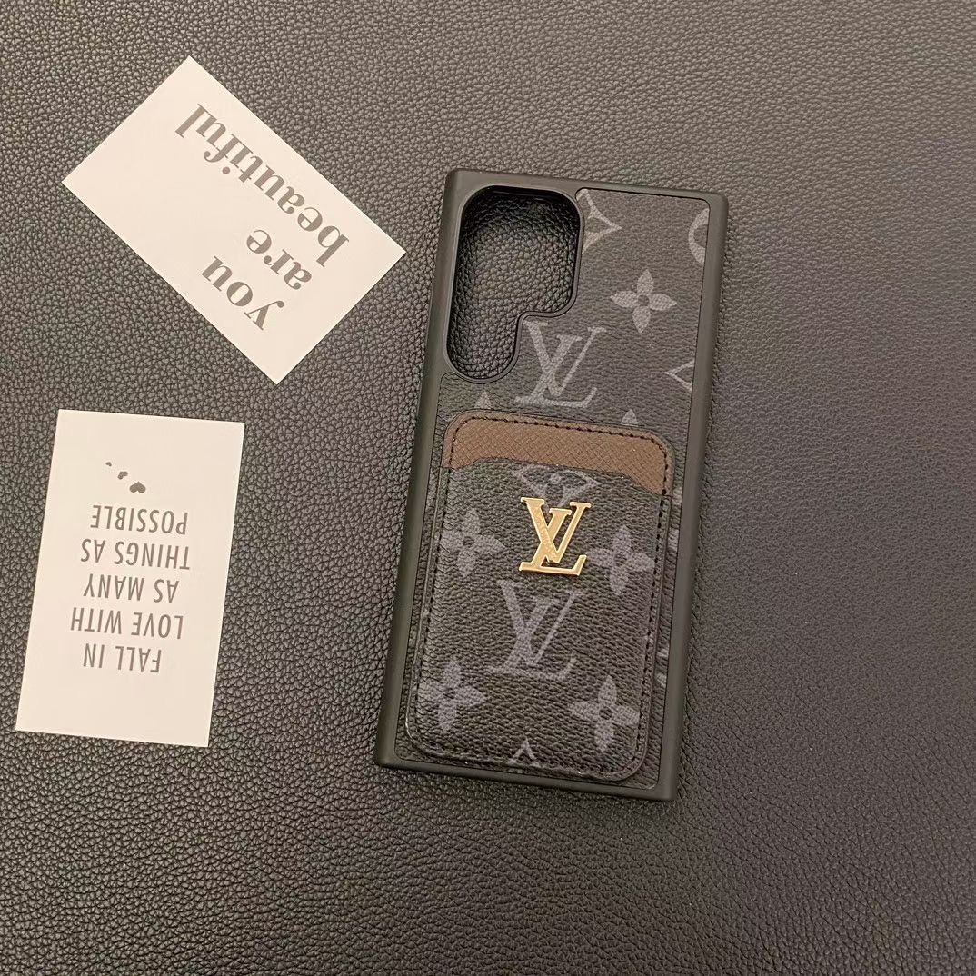 Classic Leather Metal Logo Card Holder Samsung Case