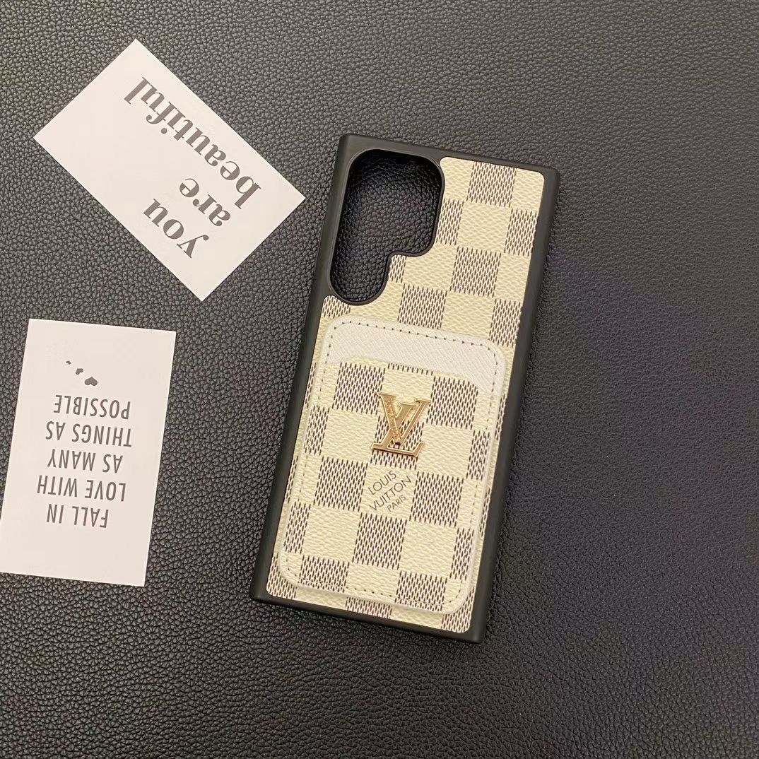Classic Leather Metal Logo Card Holder Samsung Case