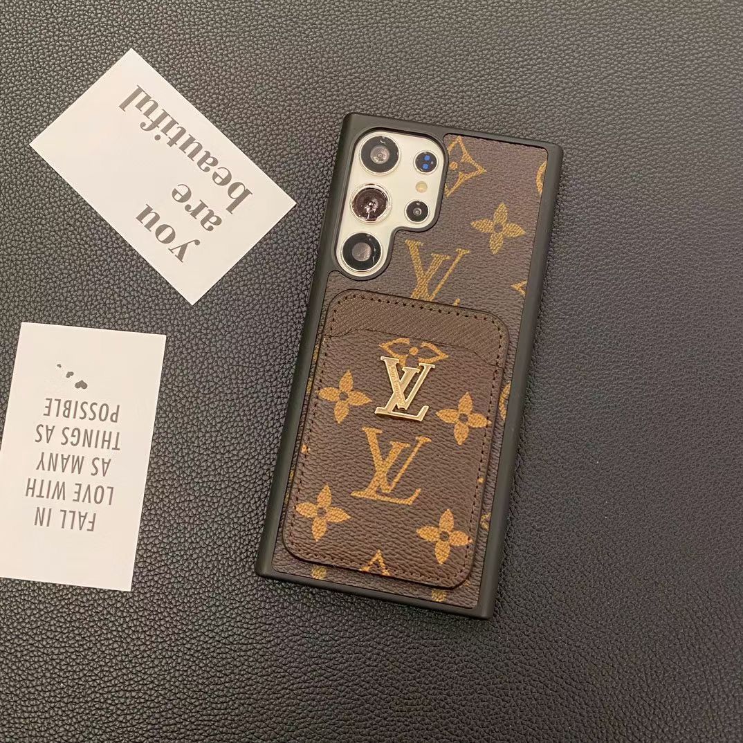 Classic Leather Metal Logo Card Holder Samsung Case