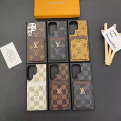 Classic Leather Metal Logo Card Holder Samsung Case