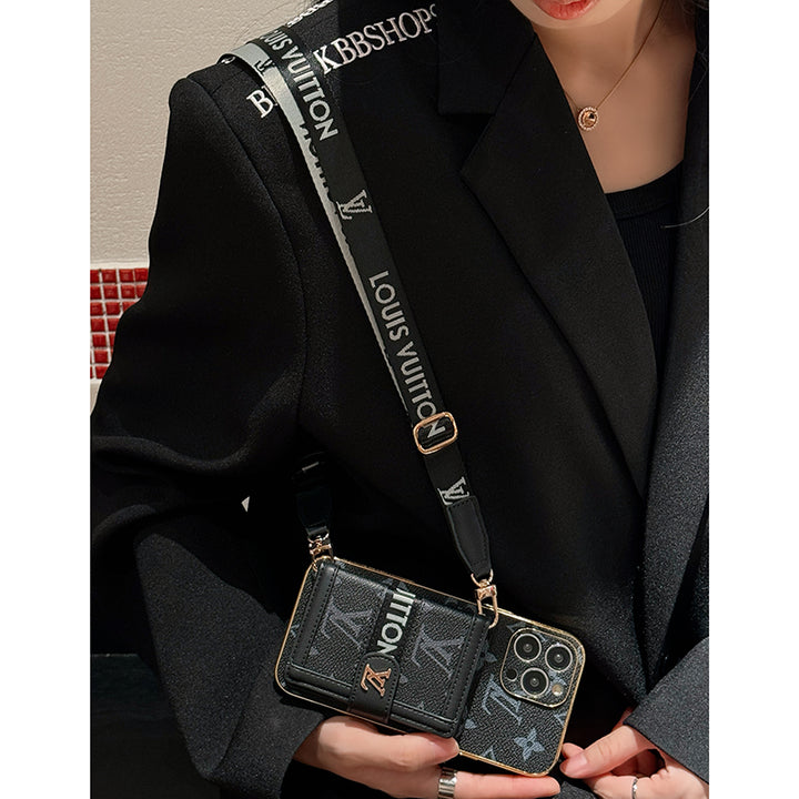 Fashion Electroplated Leather Card Holder Crossbody Case