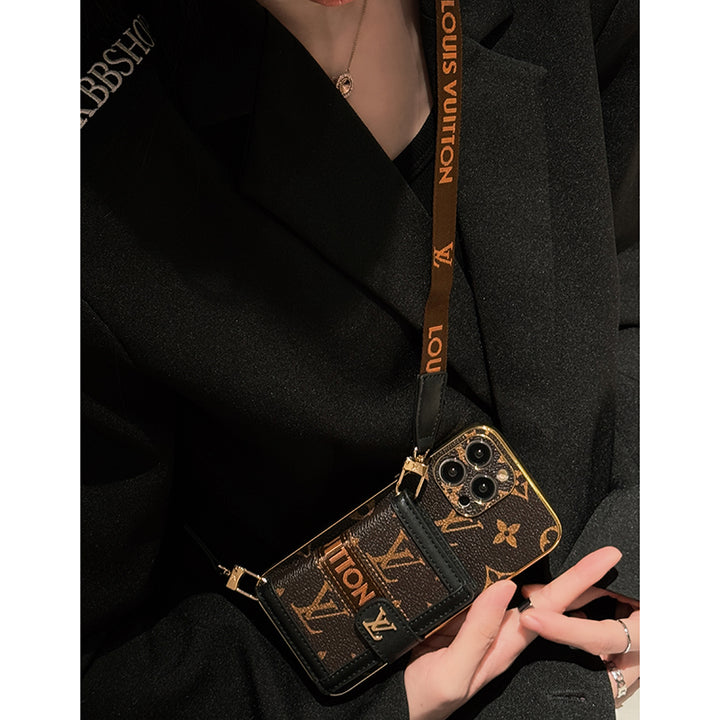 Fashion Electroplated Leather Card Holder Crossbody Case