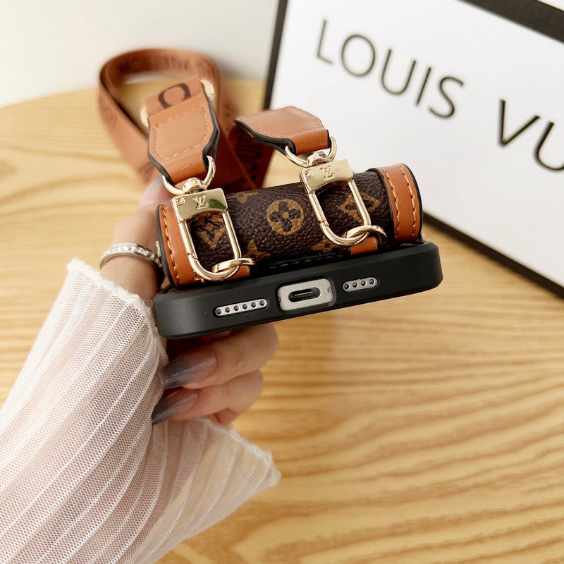 Leather Wallet Card Holder Chain Case