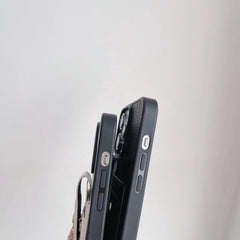 Classic Black and White Leather Card Holder Case