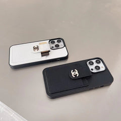 Classic Black and White Leather Card Holder Case