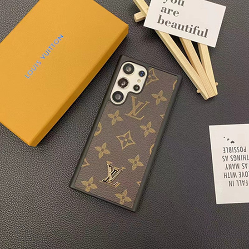 Monogram Leather Metal Logo Case