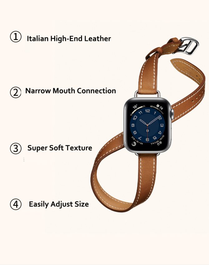 White Double Tour Italian Leather Strap