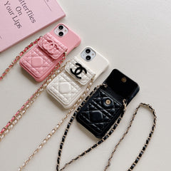 Elegant Leather Chain Lanyard Case