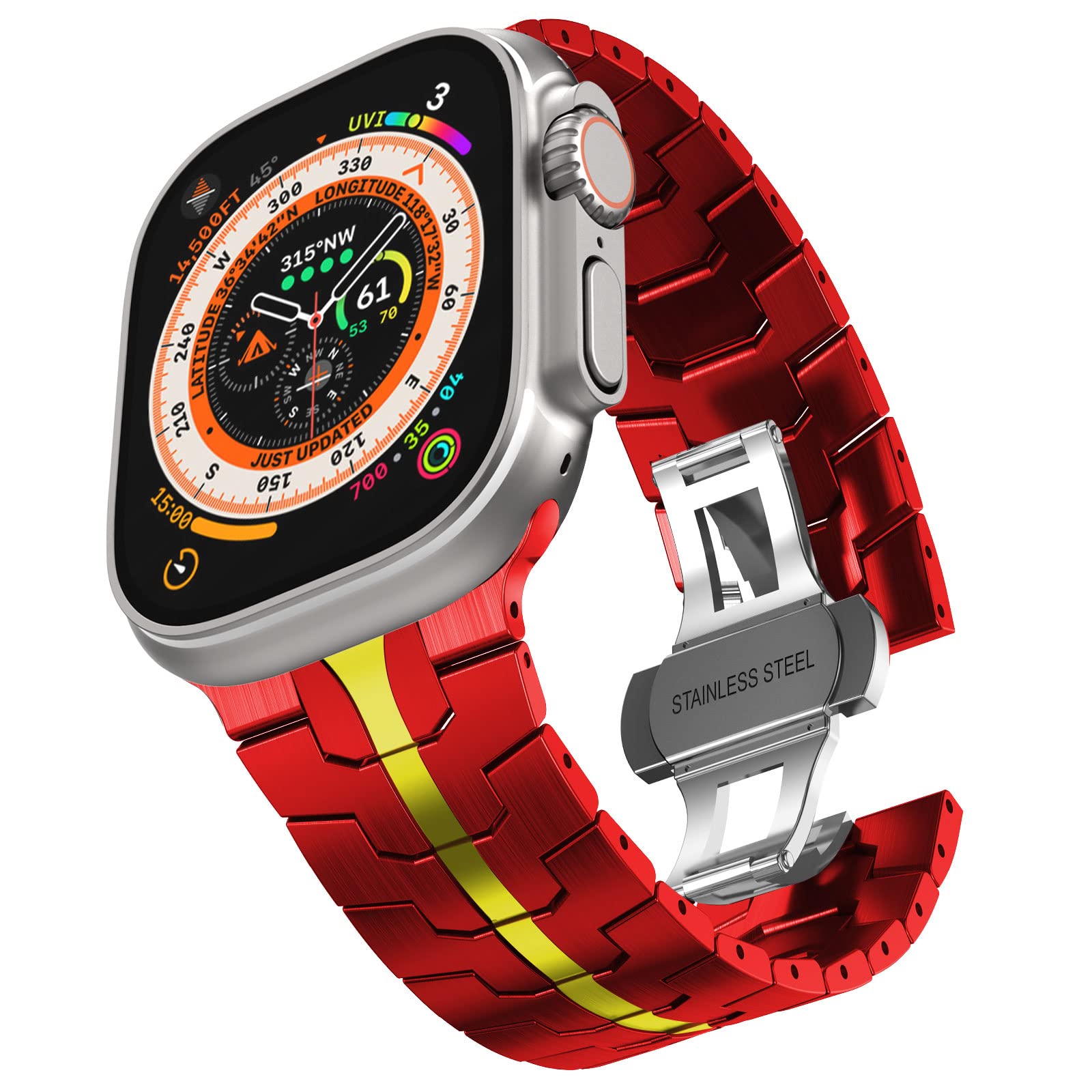 Red/Gold Stainless Steel Band