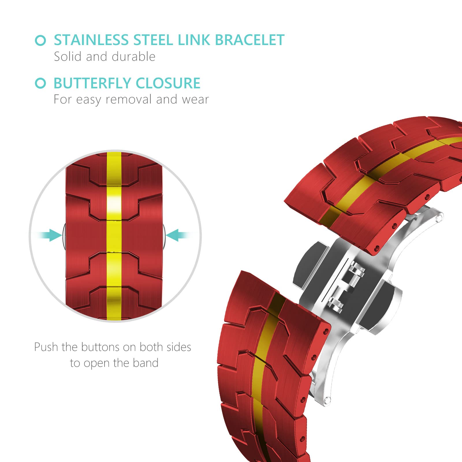 Red/Gold Stainless Steel Band