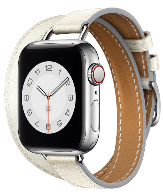 White Double Tour Italian Leather Strap