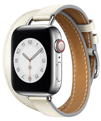 White Double Tour Italian Leather Strap