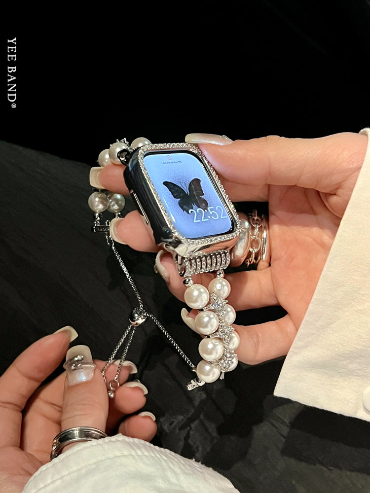 Rhinestones Pearl Bracelet With Rhinestones Case For Apple Watch