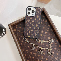 Metal Floral Chain Leather Case