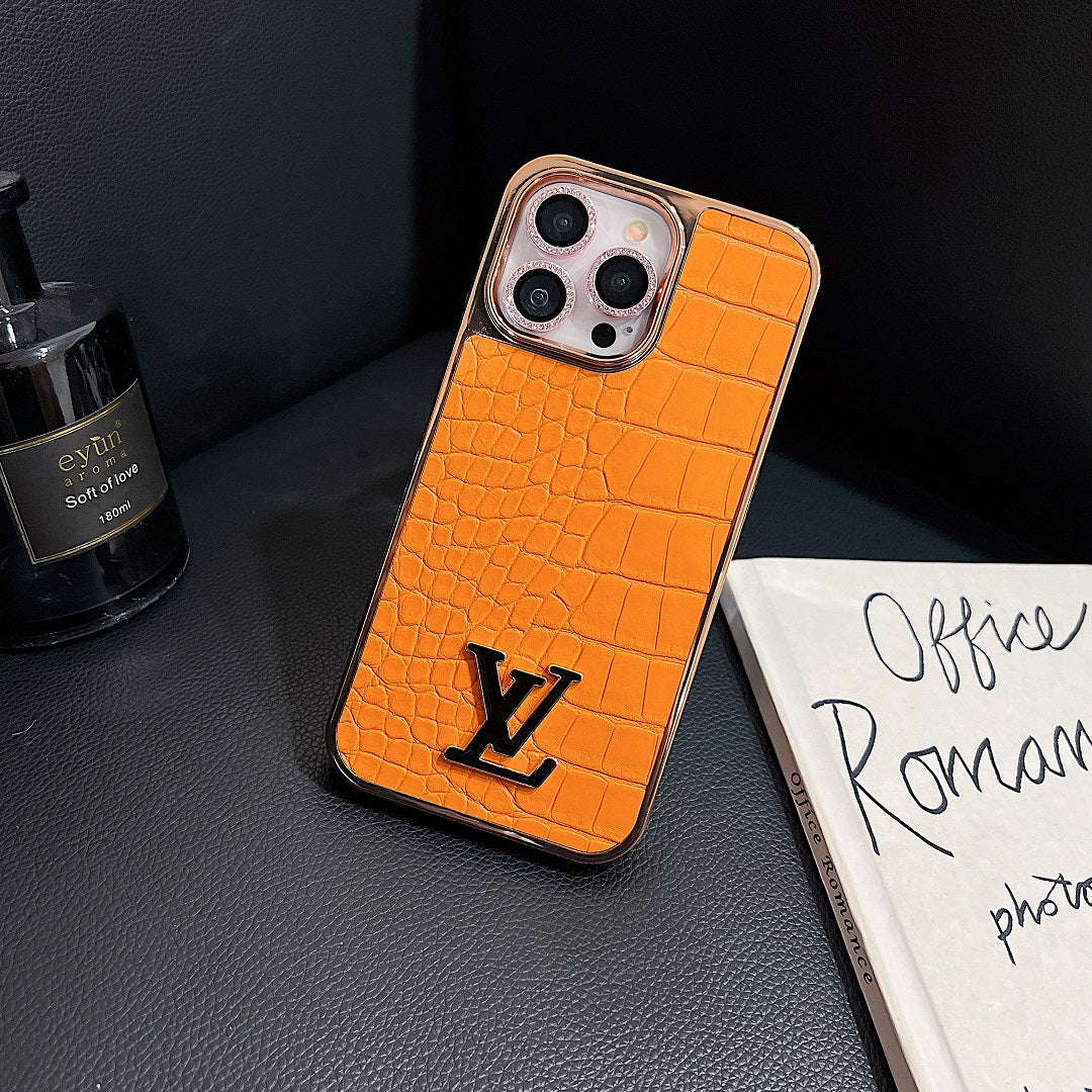 Electroplating Luxury Crocodile Pattern Leather Case
