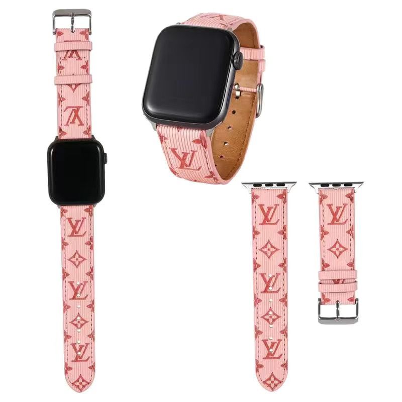 Vertical Stripes Embossed Leather Apple Watch Band