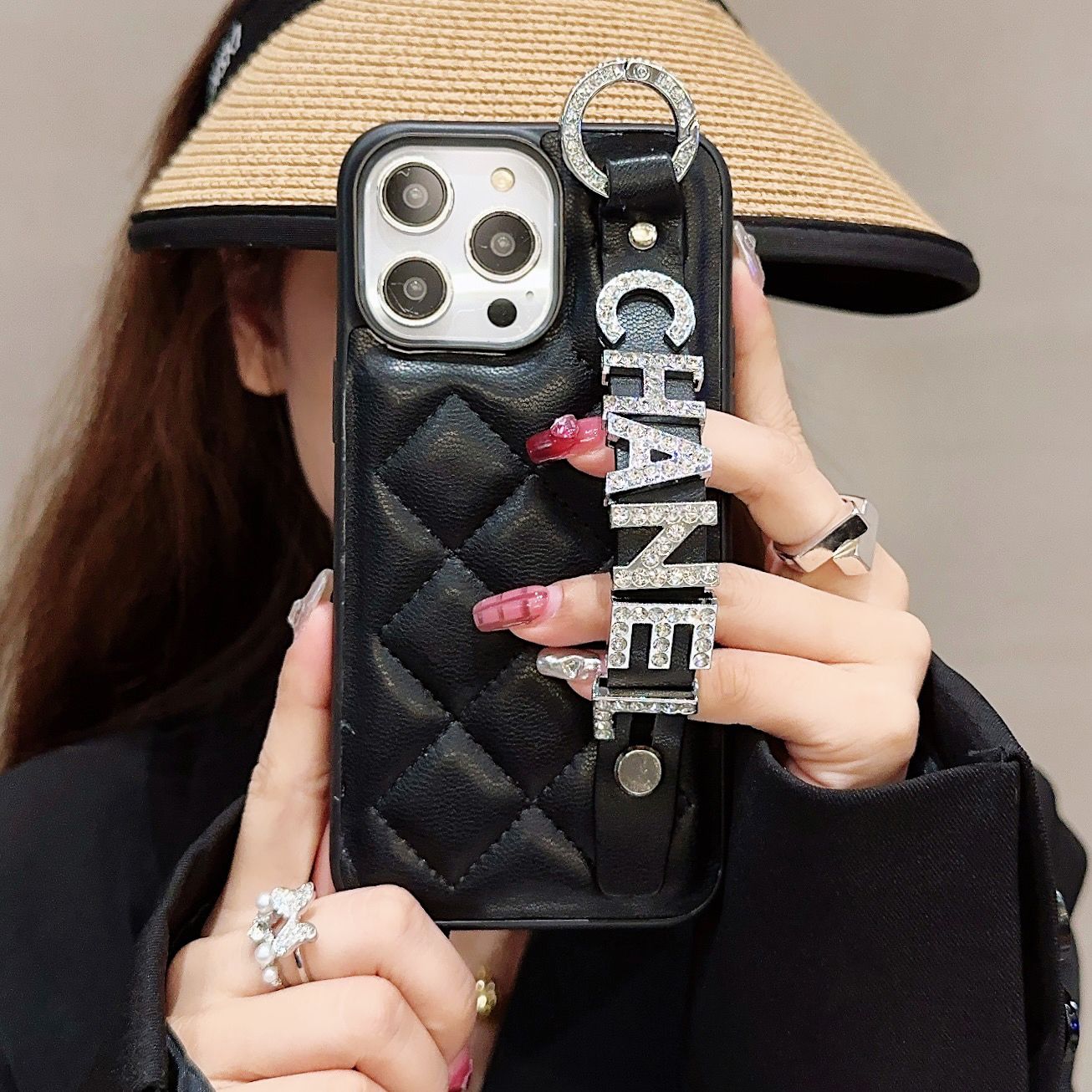 Shiny Diamond Wristband Leather Case