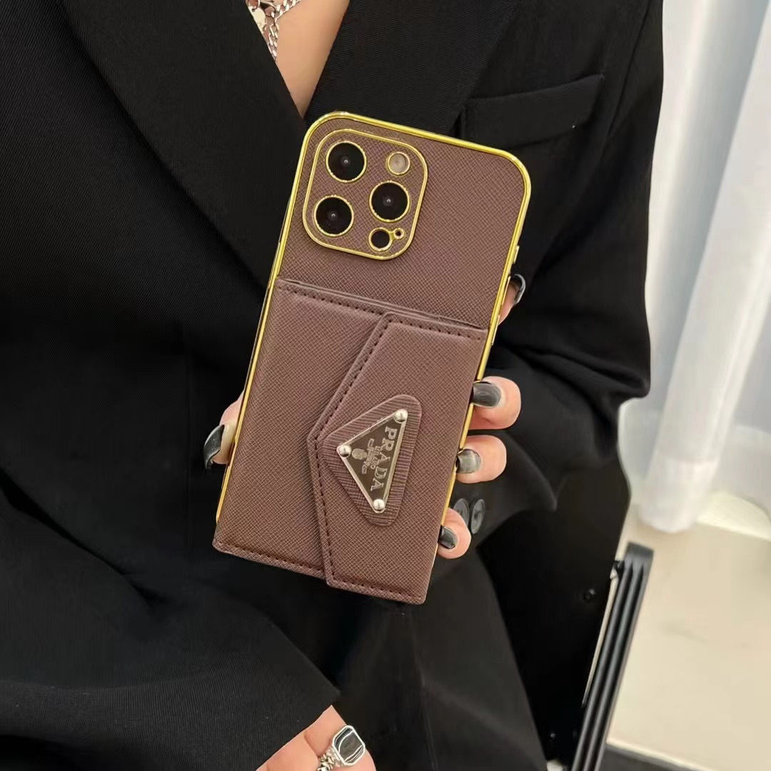Electroplated Leather Bag Card Holder Case