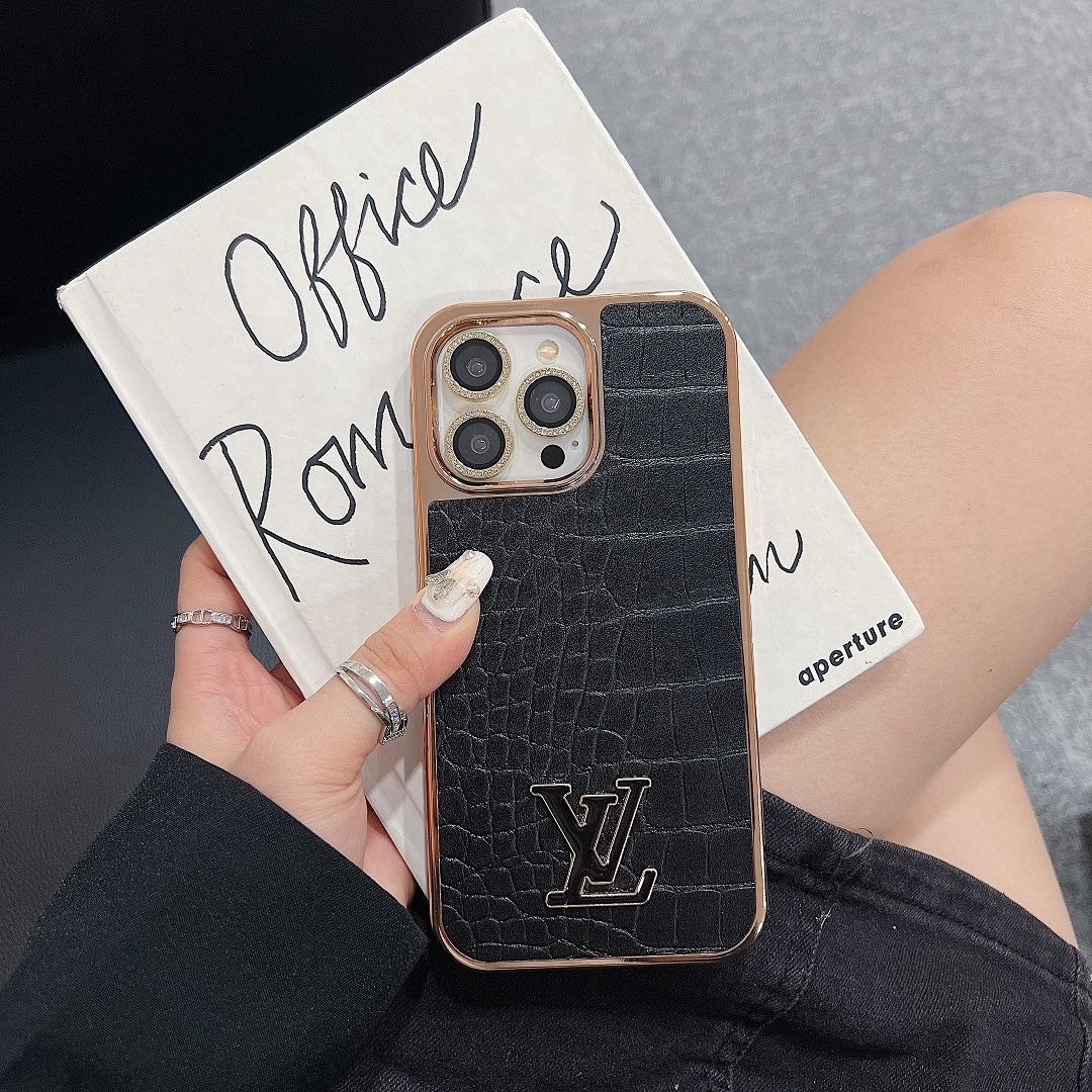 Electroplating Luxury Crocodile Pattern Leather Case