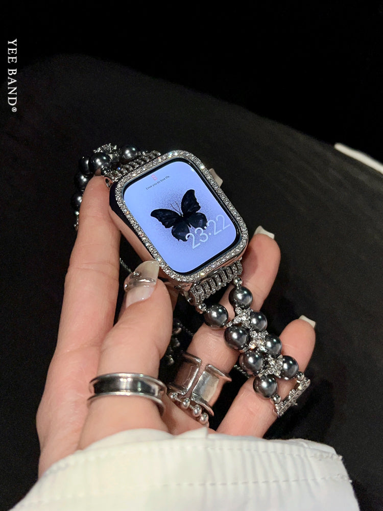 Rhinestones Pearl Bracelet With Rhinestones Case For Apple Watch