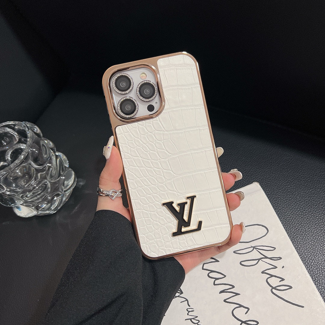 Electroplating Luxury Crocodile Pattern Leather Case