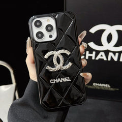 Fashion Rhinestone Logo Leather Case