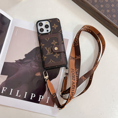 Leather Embossed Wallet Lanyard Case