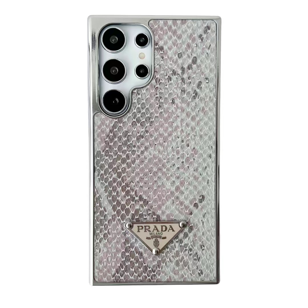 Electroplating Triangle Logo Snakeskin Pattern Samsung Case