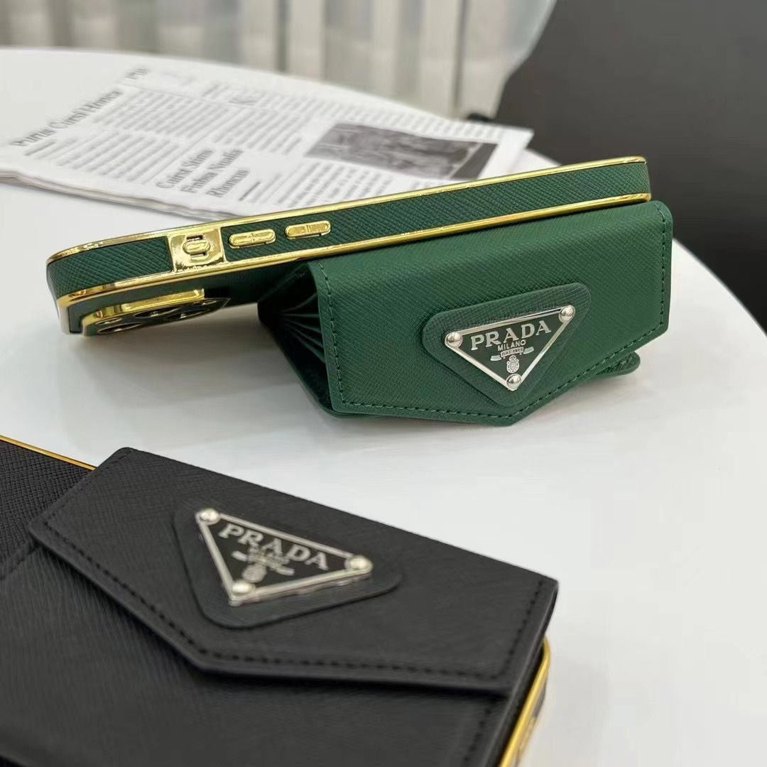 Electroplated Leather Bag Card Holder Case